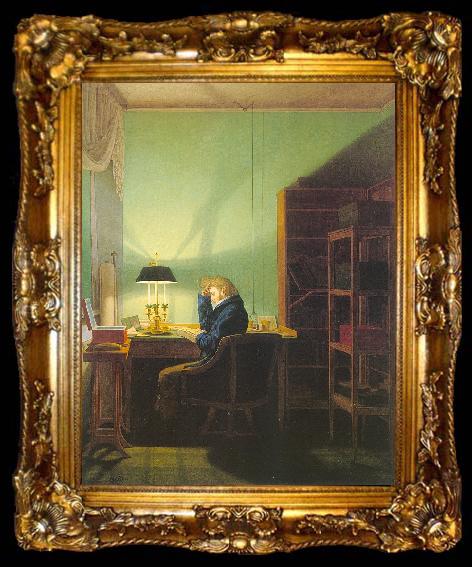 framed  Georg Friedrich Kersting Man Reading by Lamplight, ta009-2